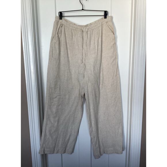 NWT American Eagle Women's Elastic Waist Drawstring Wide Leg Pants Beige Size XL - Picture 3 of 11